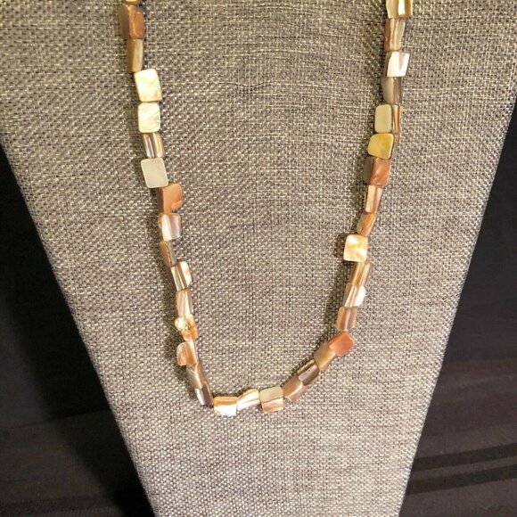 Abalone 18 inch Necklace and 9 inch Bracelet Silvertone Jewelry Set - Picture 2 of 6